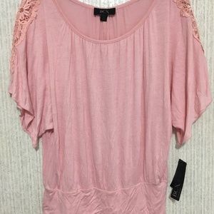 NEW BCX Womens Embroidered Blouse XL X Large Pink